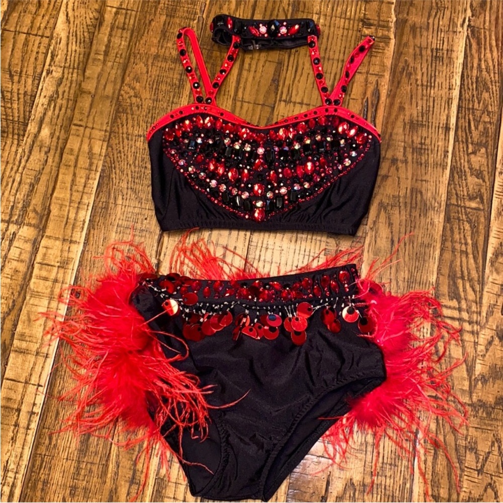 Stunning black & red Glamour Dance costume